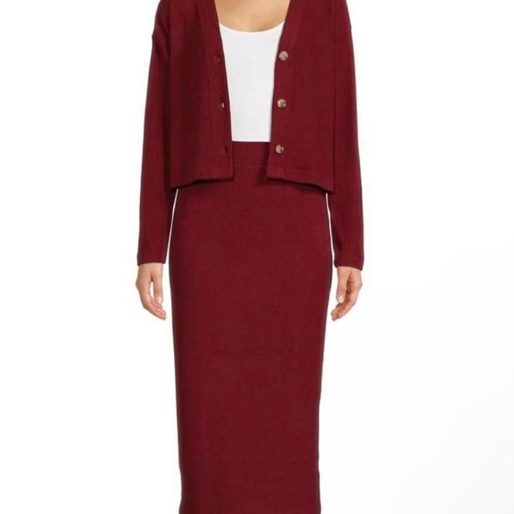 Time and Tru Red Maxi Pencil Skirt Set size M (8-10)